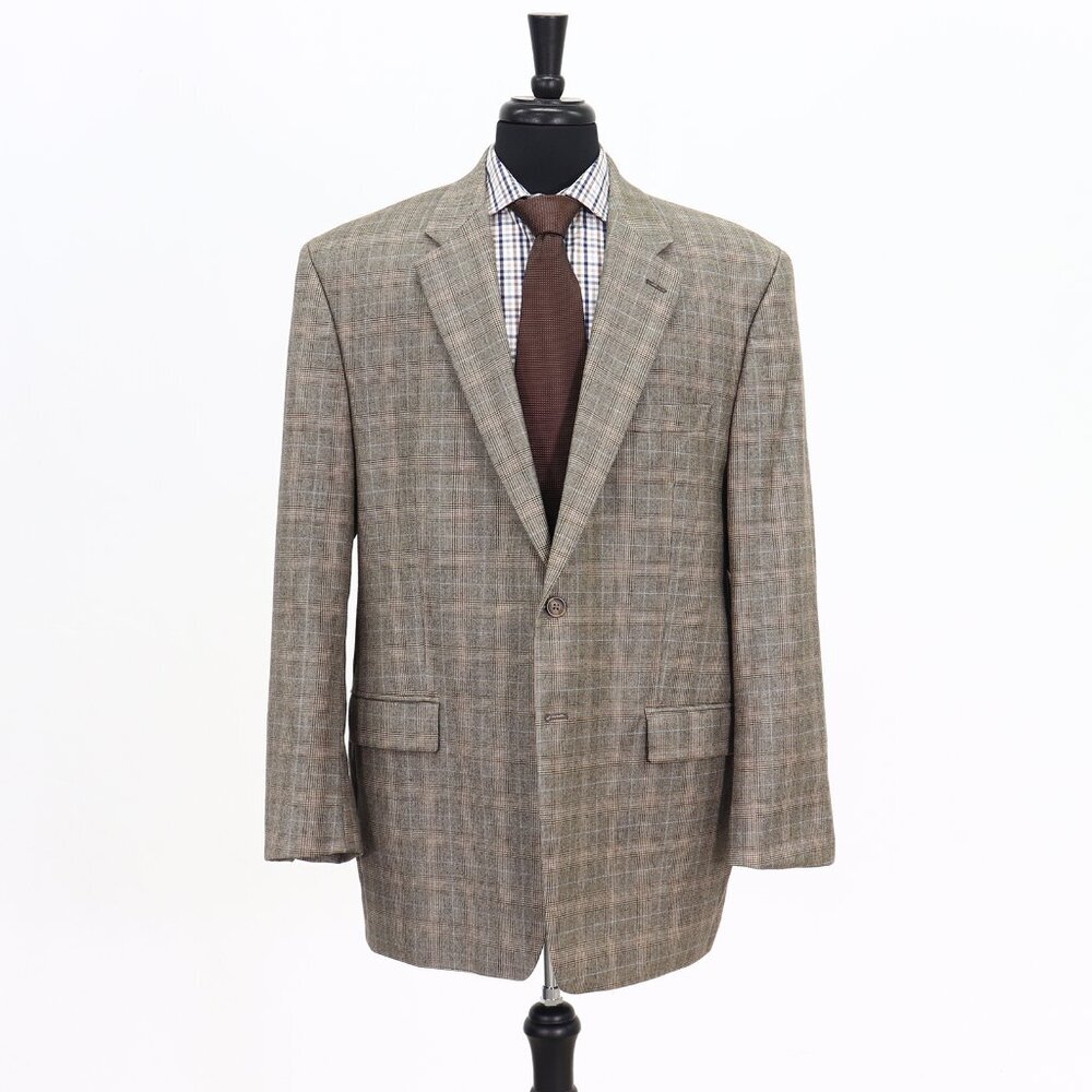 Ralph Lauren 46R Brown Check 2-Button Sport Coat Blazer Jacket G446